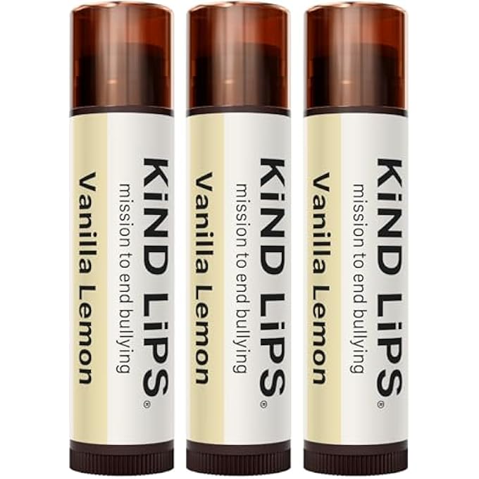 Kind Lips LIP BALM - NOURISHING & MOISTURIZING LIP CARE FOR DRY LIPS MADE FROM SHEA BUTTER, BEESWAX WITH VITAMIN E | VANILLA LEMON FLAVOR | 0.15 OUNCE (PACK OF 3) - Image 1